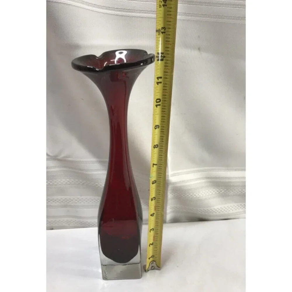1960s Åseda Glasbruk Sweden Ruby Red Art Glass Vase - Bo Borgström